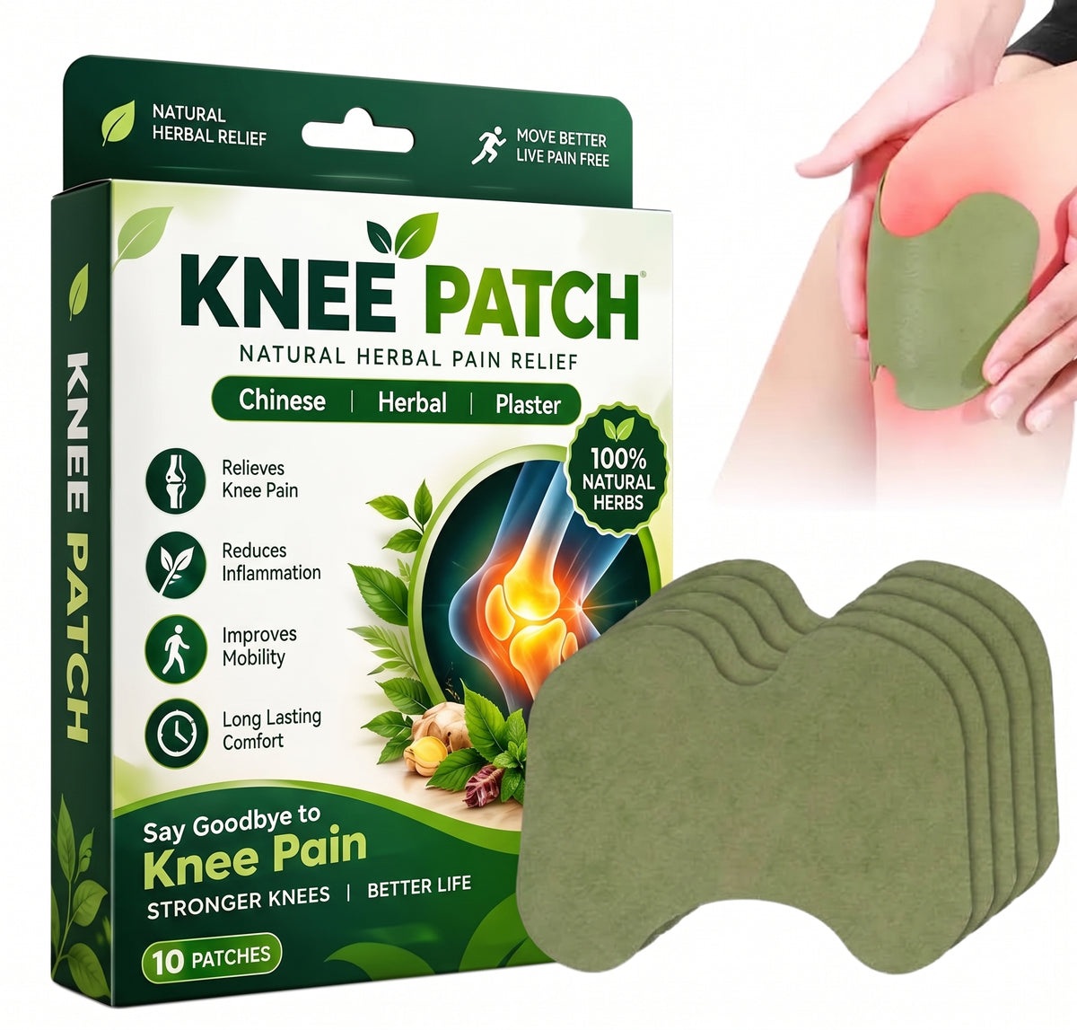 10 Pcs Pain Relief Patches | Natural Herbal Knee & Join Pain Relief